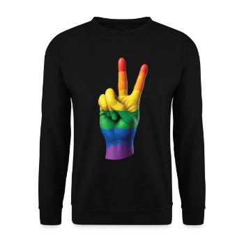 PRIDE PEACE HAND - peace & love - Unisex Sweatshirt - black - Front - Alina (178cm) & Michal (187cm)