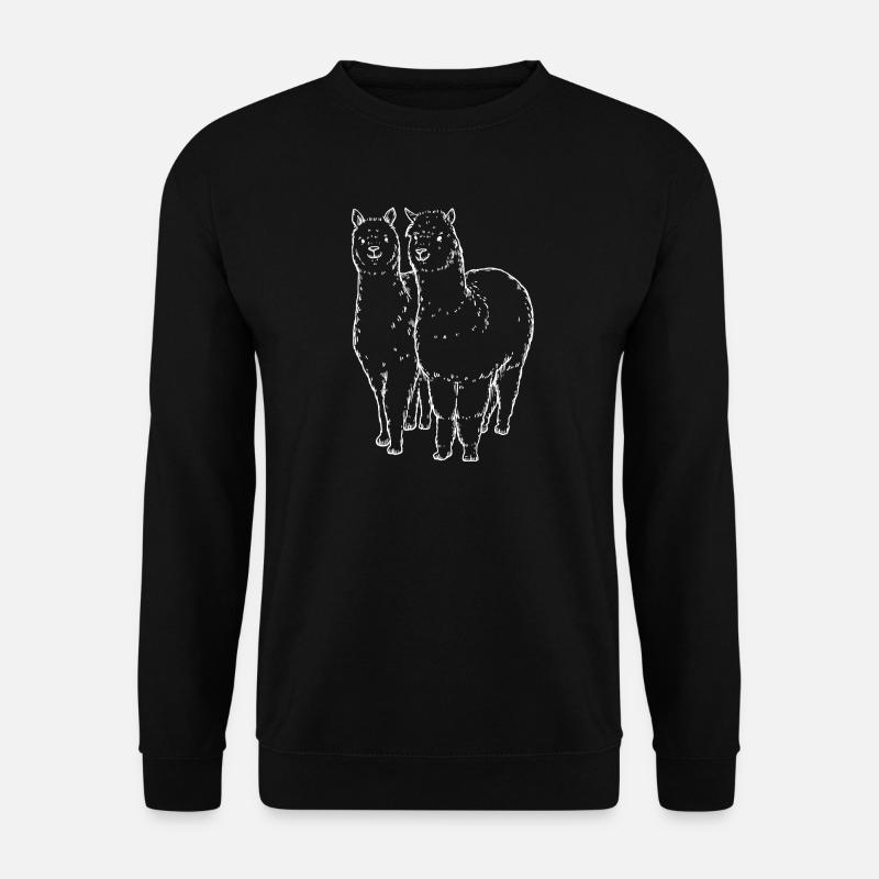 Dessin de lignes de deux lamas alpagas - Sweat-shirt Unisexe - noir