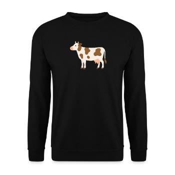 Pastellkuh mit braunen Flecken - Unisex Pullover - Schwarz - Vorne - Alina (178cm) & Michal (187cm)