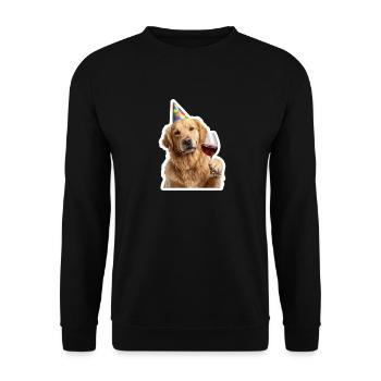 Happy Golden Retriever Enjoying Wine - Unisex Sweatshirt - black - Front - Alina (178cm) & Michal (187cm)