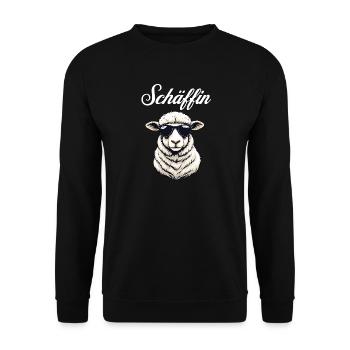 Schäffin – Die lässige Chefin im Wolle-Look - Unisex Sweatshirt - black - Front - Alina (178cm) & Michal (187cm)