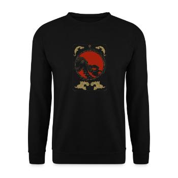 Octopus in the Red Moon – Art Deco Gold - Unisex Sweatshirt - black - Front - Alina (178cm) & Michal (187cm)