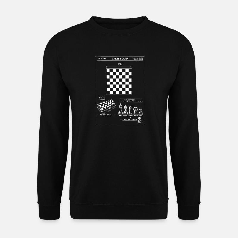 Chessboard Blueprint Patent - Unisex Sweatshirt - black