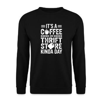 Coffee Thrift Store Day Graphic - Unisex Sweatshirt - black - Front - Alina (178cm) & Michal (187cm)