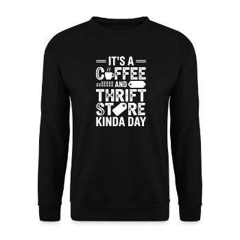 Coffee Thrift Store Day - Unisex Sweatshirt - black - Front - Alina (178cm) & Michal (187cm)