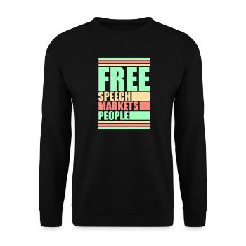 Free Speech Markets People Libertär Freiheit Logo - Unisex Pullover - Schwarz - Vorne - Alina (178cm) & Michal (187cm)