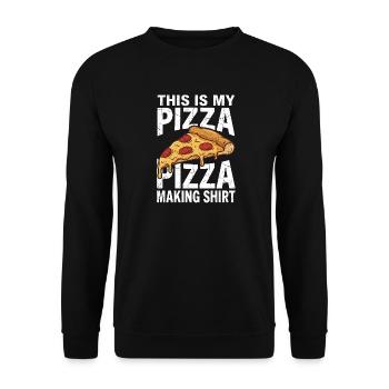 Voici mon t-shirt de pizza : design gastronomique drôle - Sweat-shirt Unisexe - noir - Devant - Alina (178cm) & Michal (187cm)