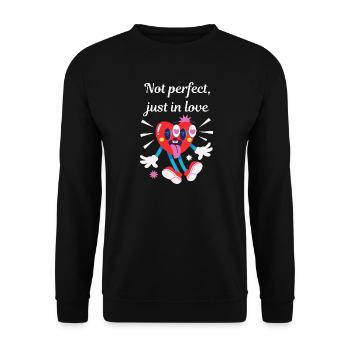 Not perfect, just in love - cadeau Saint Valentin  - Sweat-shirt Unisexe - noir - Devant - Alina (178cm) & Michal (187cm)