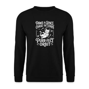 Paws in Space – Purr-fect Orbit - Unisex Sweatshirt - black - Front - Alina (178cm) & Michal (187cm)