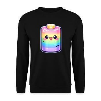 Kawaii Regenbogen Flaschenzauber - Unisex Pullover - Schwarz - Vorne - Alina (178cm) & Michal (187cm)
