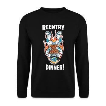 Astronaut Pizza Humor Space Reentry - Unisex Sweatshirt - black - Front - Alina (178cm) & Michal (187cm)