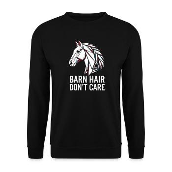 Geometrisches Pferd Barn Hair Don't Care - Unisex Pullover - Schwarz - Vorne - Alina (178cm) & Michal (187cm)