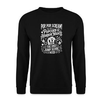 T-shirt Jump Scare Popcorn Nights - Sweat-shirt Unisexe - noir - Devant - Alina (178cm) & Michal (187cm)