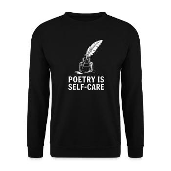 Poesie als Selbstfürsorge - Unisex Pullover - Schwarz - Vorne - Alina (178cm) & Michal (187cm)