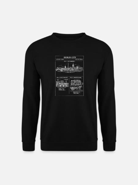 Vintage-Poster zur Skyline von Dublin City - Unisex Pullover - Schwarz