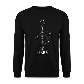 Libra - Waage Sternzeichen - weiss - Unisex Pullover - Schwarz - Vorne - Alina (178cm) & Michal (187cm)