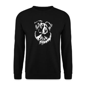Border Collie Head "Black Edition" - Unisex Sweatshirt - black - Front - Alina (178cm) & Michal (187cm)