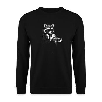 Raccoon plays trumpet a Jazz Music - Unisex Sweatshirt - black - Front - Alina (178cm) & Michal (187cm)