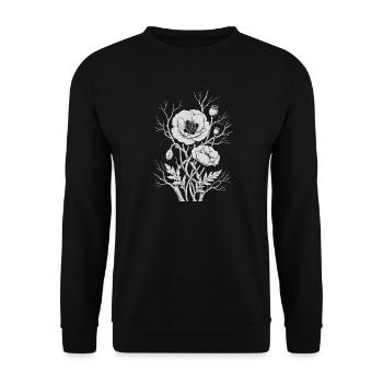 Mohnblumen - Unisex Pullover - Schwarz - Vorne - Alina (178cm) & Michal (187cm)