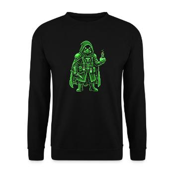 Punk Apotheker Pixel Art Retro Hacker - Unisex Pullover - Schwarz - Vorne - Alina (178cm) & Michal (187cm)