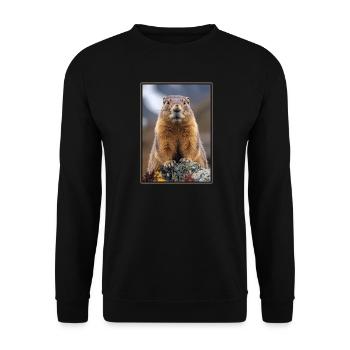Murmeltiere Murmeltier - Unisex Pullover - Schwarz - Vorne - Alina (178cm) & Michal (187cm)
