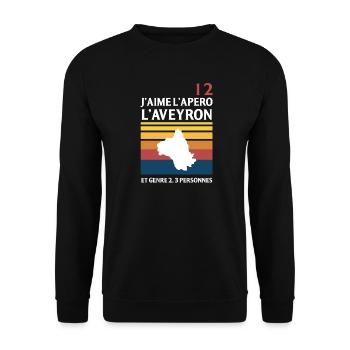 J Aime L Apero L Aveyron Et Genre 2 3 Personnes... - Sweat-shirt Unisexe - noir - Devant - Alina (178cm) & Michal (187cm)