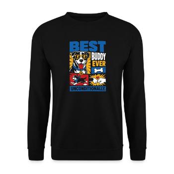 Best Buddy Ever Dog Lover Design - Unisex Pullover - Schwarz - Vorne - Alina (178cm) & Michal (187cm)