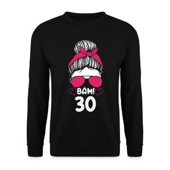 Bäm 30 Sonnenbrille Geburtstag Frau - Unisex Pullover - Schwarz - Vorne - Alina (178cm) & Michal (187cm)