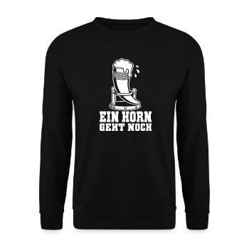 Ein Horn Geht Noch – Trinkhorn Mittelalter Spruch - Unisex Pullover - Schwarz - Vorne - Alina (178cm) & Michal (187cm)