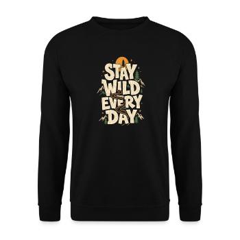 Outdoor Adventure - Stay Wild Everyday - Unisex Sweatshirt - black - Front - Alina (178cm) & Michal (187cm)