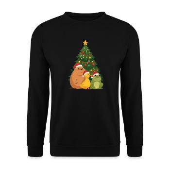 Weihnachtsbaum-Kapybara-Entenfrosch - Unisex Pullover - Schwarz - Vorne - Alina (178cm) & Michal (187cm)