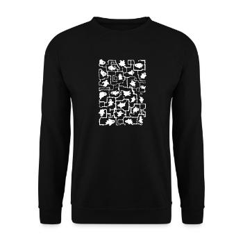 Tierlabyrinth Muster - Unisex Pullover - Schwarz - Vorne - Alina (178cm) & Michal (187cm)