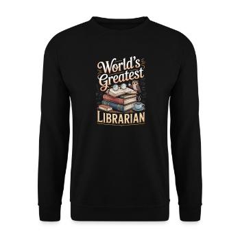 Der größte Bibliothekar der Welt, Buchliebhaber, Bibliothekskunst - Unisex Pullover - Schwarz - Vorne - Alina (178cm) & Michal (187cm)