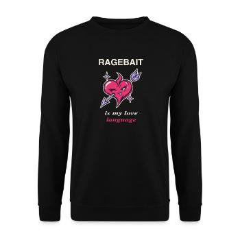 Ragebait is my Love Language Jugendwort 2026 Paar - Unisex Pullover - Schwarz - Vorne - Alina (178cm) & Michal (187cm)