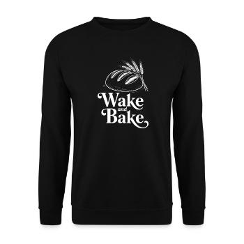 Wake and Bake Wheat Pie Logo - Unisex Pullover - Schwarz - Vorne - Alina (178cm) & Michal (187cm)