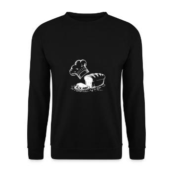 Brot Backen mit Liebe und Sauerteig - Unisex Pullover - Schwarz - Vorne - Alina (178cm) & Michal (187cm)