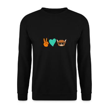 Büffel Rind Ochsen - Unisex Pullover - Schwarz - Vorne - Alina (178cm) & Michal (187cm)