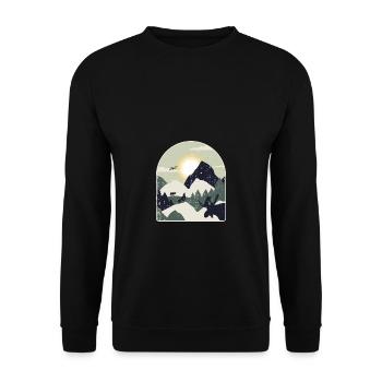 Nature Forest Mountains Hiking - Unisex Sweatshirt - black - Front - Alina (178cm) & Michal (187cm)