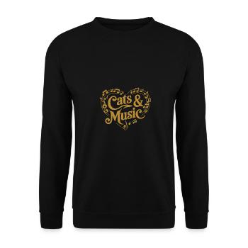 Katzen und Musik Musiknoten und Notenlinien - Unisex Pullover - Schwarz - Vorne - Alina (178cm) & Michal (187cm)