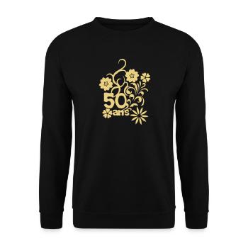 50 Jahrestag Blume - Unisex Pullover - Schwarz - Vorne - Alina (178cm) & Michal (187cm)