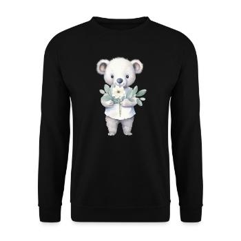 Koala mignon et mignon avec bouquet de fleurs - Sweat-shirt Unisexe - noir - Devant - Alina (178cm) & Michal (187cm)