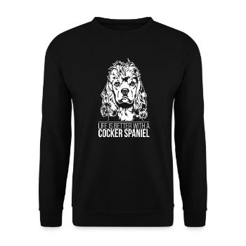 American Cocker Spaniel Life est meilleure Wilsigns - Sweat-shirt Unisexe - noir - Devant - Alina (178cm) & Michal (187cm)
