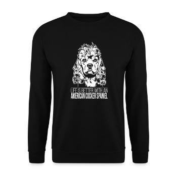 American Cocker Spaniel Life est meilleure Wilsigns - Sweat-shirt Unisexe - noir - Devant - Alina (178cm) & Michal (187cm)