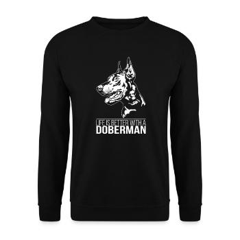 La vie de doberman est meilleure Chiens Wilsigns - Sweat-shirt Unisexe - noir - Devant - Alina (178cm) & Michal (187cm)