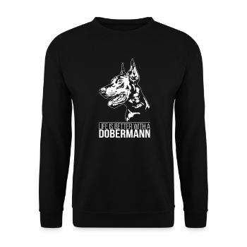 La vie des dobermans est meilleure Chiens Chiens Wilsigns - Sweat-shirt Unisexe - noir - Devant - Alina (178cm) & Michal (187cm)