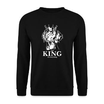 Weimaraner Longhair King of everything Wilsigns - Unisex Sweatshirt - black - Front - Alina (178cm) & Michal (187cm)