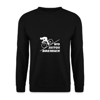 Fahrrad Rennrad Wo Autos bremsen - Unisex Pullover - Schwarz - Vorne - Alina (178cm) & Michal (187cm)
