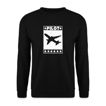 Geschenk Pilot Airline Flugzeug Flieger Jet - Unisex Pullover - Schwarz - Vorne - Alina (178cm) & Michal (187cm)