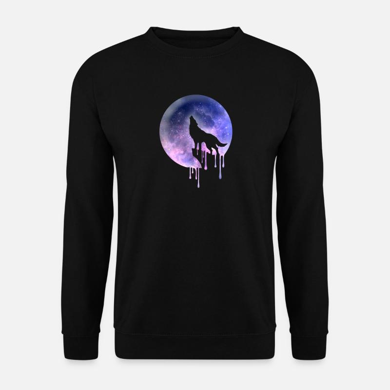 wolf mond weltall - Unisex Pullover - Schwarz