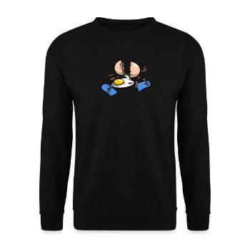 Skateboard Unfall Ei - Unisex Pullover - Schwarz - Vorne - Alina (178cm) & Michal (187cm)